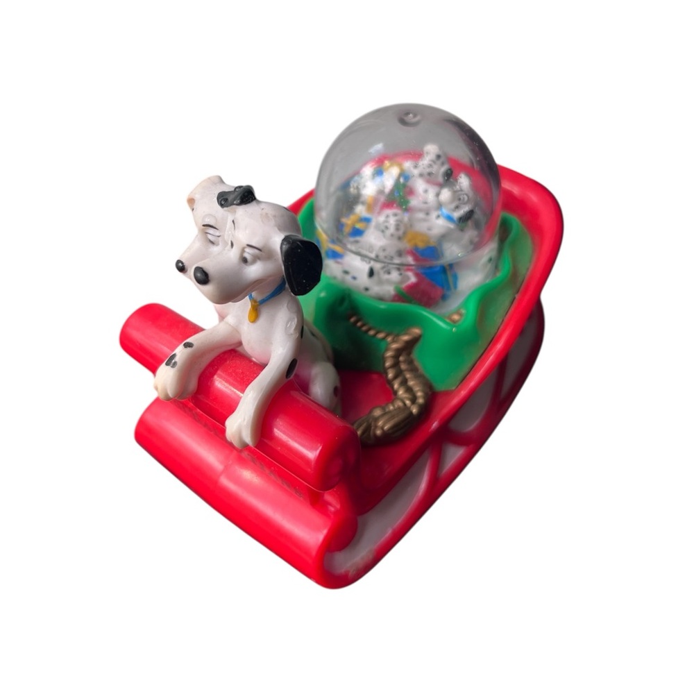 1996 McDonald's Happy Meal Toy 101 Dalmations Disney Snow Globe Sled Vintage